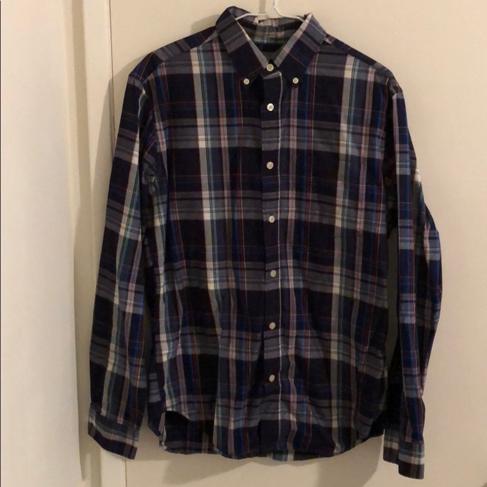 Plaid Long Sleeve Button Down Collar Shirt
